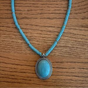 Chaps | Genuine Turquoise Heishi Pendant Necklace | 22” Adjustable